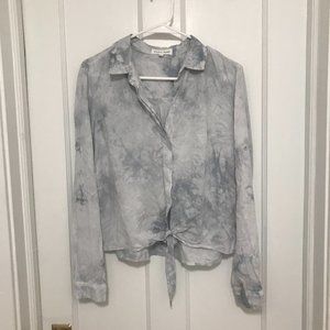 Bella Dahl Blue Tie Front Button Down Shirt